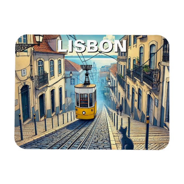 Lissabon Portugal Travel Bica Funicular Magnet (Horisontell)