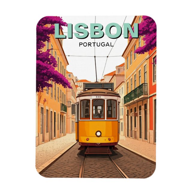 Lissabon Portugal Travel Gult Tram Magnet (Vertikal)