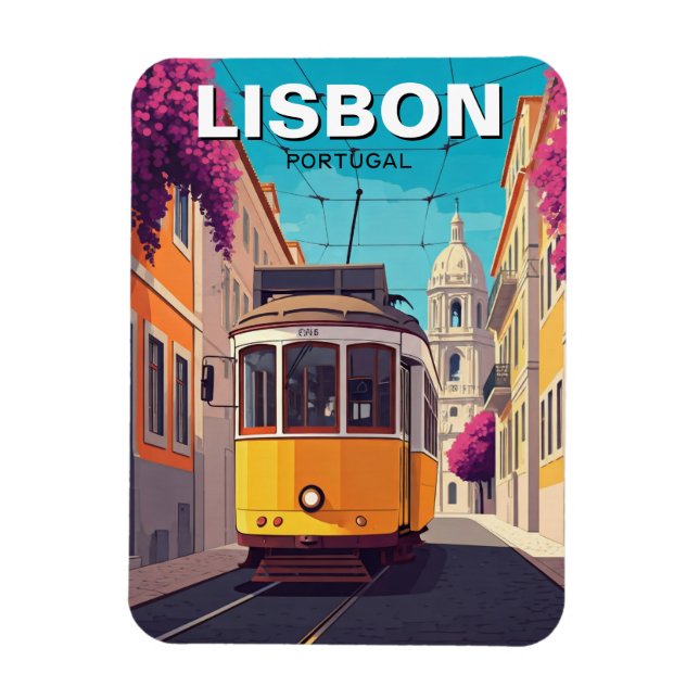 Lissabon Portugal Travel Gult Tram Magnet (Vertikal)