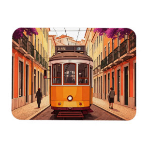 Lissabon Portugal Travel Gult Tram Magnet