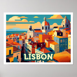 Lissabon Portugal Travel konstnärligt färgad Poster