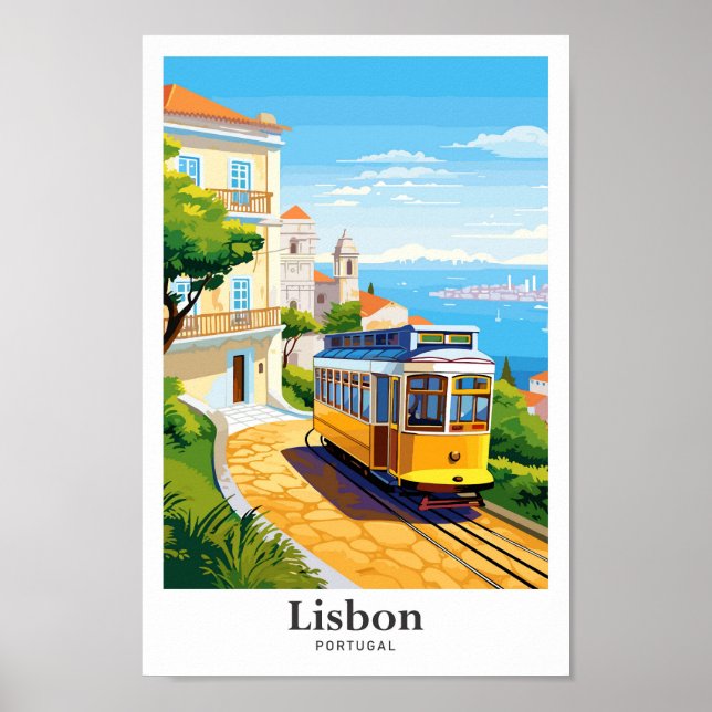 Lissabon Portugal Travel Potrait Illustration Poster (Framsidan)