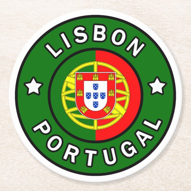 Lissabon Portugal Underlägg Papper Rund (Framsidan)