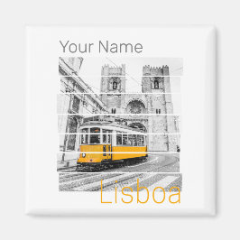 Lissabon Portugal Vintage Helgdag Tram Souvenir Magnet