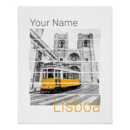 Lissabon Portugal Vintage Helgdag Tram Souvenir Perfect Poster