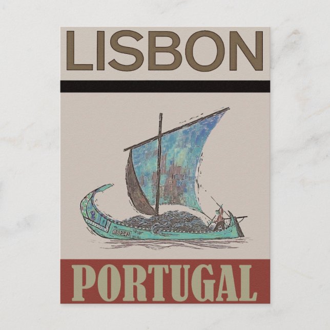 Lissabon Portugal Vintage Reseminskott Vykort (Framsida)