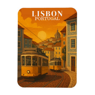 Lissabon Portugal Vintage resor Gult Tram Magnet