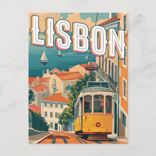 Lissabon, Portugal Vintage resor Vykort (Framsida)