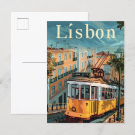 Lissabon Portugal Vintage Retro Travel Illustratio Vykort