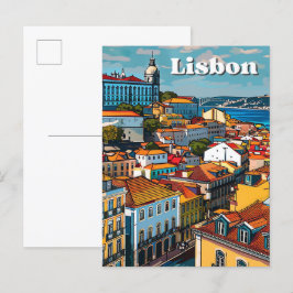 Lissabon Portugal Vintage Retro Travel Illustratio Vykort