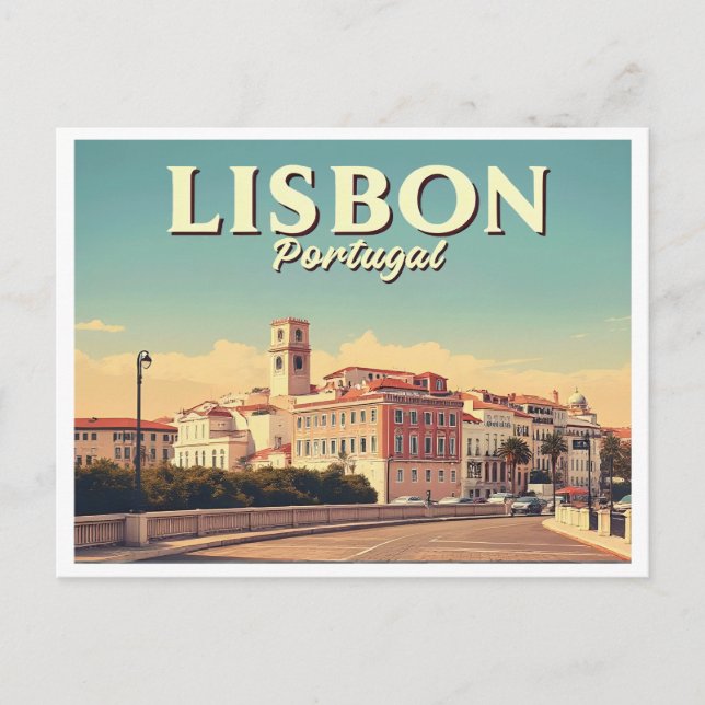 LISSABON PORTUGAL VINTAGE VYKORT (Framsida)