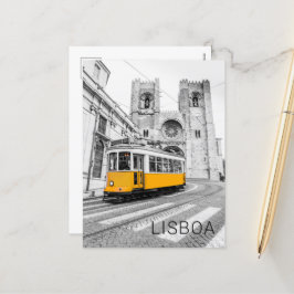 Lissabon Retro Tram Portugal Vintage Streetcar Helg Vykort