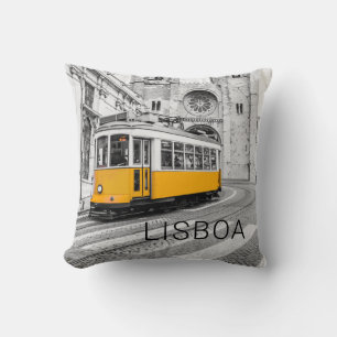 Lissabon Retro Tram Portugal Vintage Streetcar Kudde