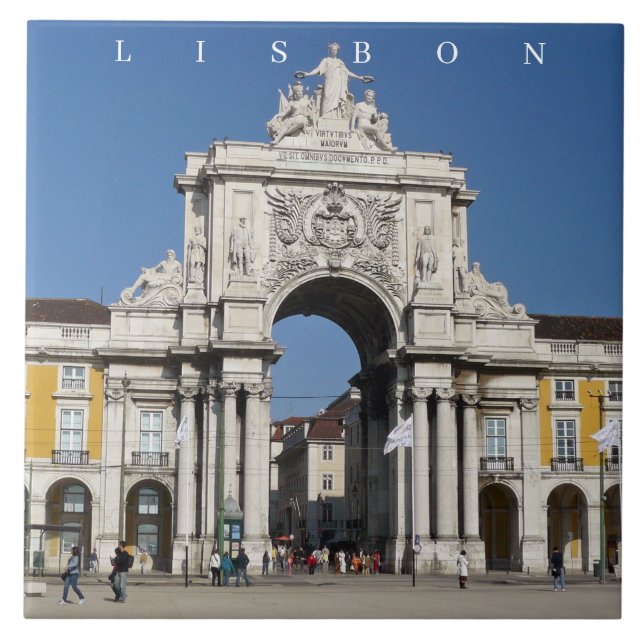 Lissabon Rua Augusta Arch-vykeramik Kakelplatta (Framsidan)
