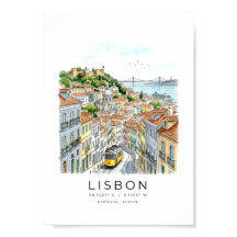 Lissabon stadsbild i akvarellstil