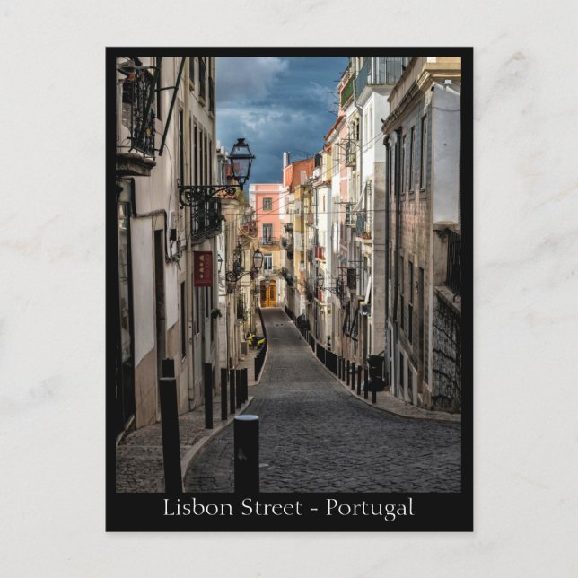 Lissabon Street, Portugal Vykort (Framsida)