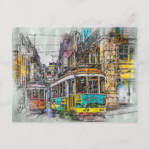 Lissabon Street Tram, Portugal Vykort