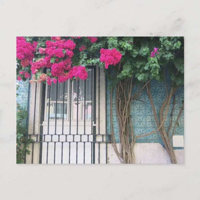 Lissabon Tiles & Flowers Bouganvillea Vykort (Framsida)