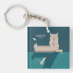 Lissabon Torn i Belem i vintage affisch stil