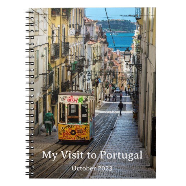 Lissabon Tram, mitt besök i Portugal Anpassningsba Anteckningsbok (Framsidan)