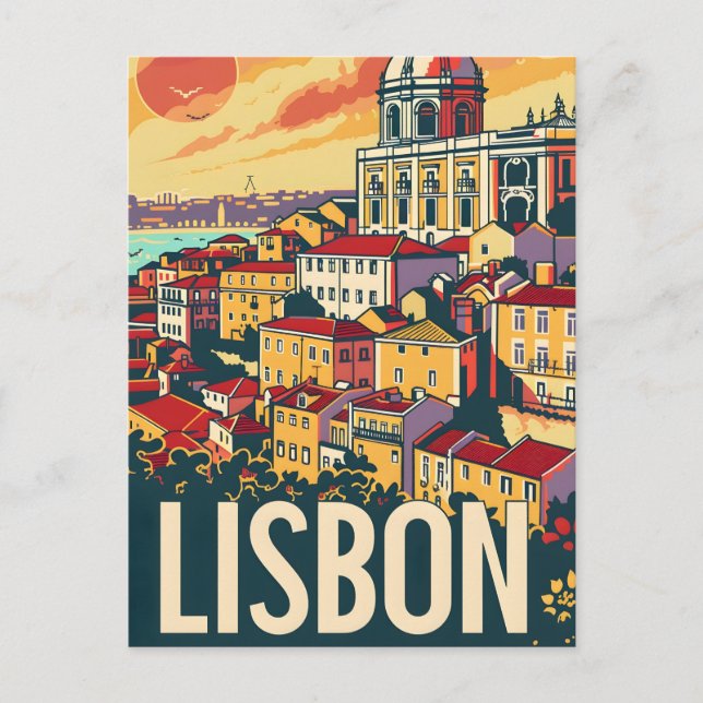 Lissabon Travel Ad Vykort (Framsida)