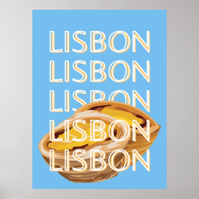 Lissabon Travel Art, Blue, Portugal Poster (Framsidan)