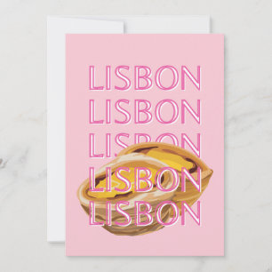 Lissabon Travel Art, Portugal, Rosa, Preppy Julkort