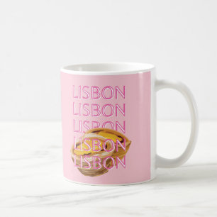 Lissabon Travel Art, Portugal, Rosa, Preppy Kaffemugg