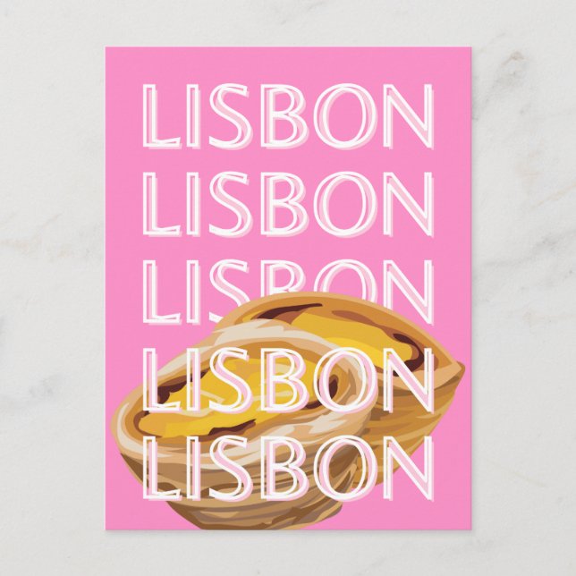 Lissabon Travel Art, sommarresekonst, Rosa Vykort (Framsida)