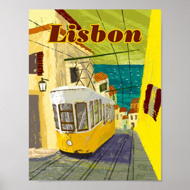 Lissabon Travel Poster 8,5 tum x 11 tum (Framsidan)