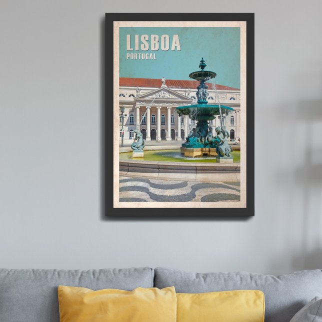 Lissabon Travel Poster D. Maria II Theater, Portug (Skapare uppladdad)