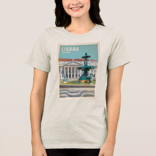 Lissabon Travel Poster D. Maria II Theater, Portug T Shirt
