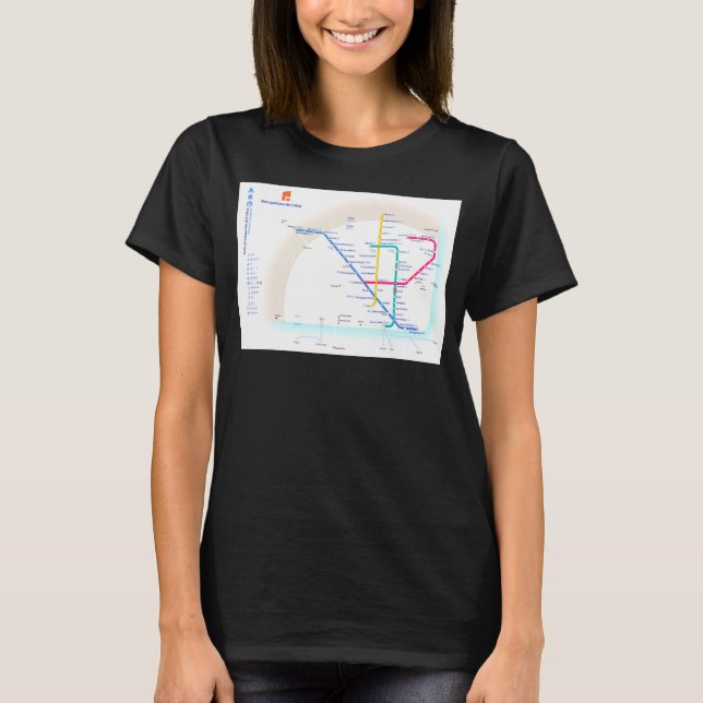 Lissabon Tunnelbanan Karta Portugal T Shirt (Framsida)