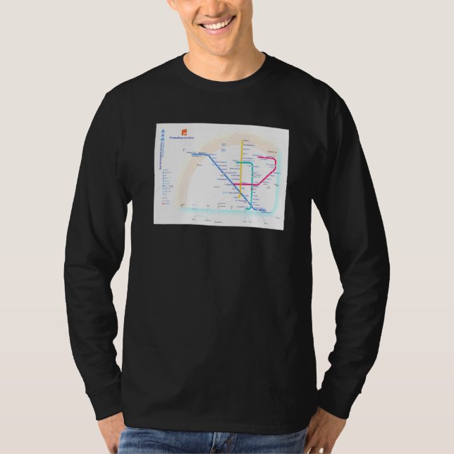 Lissabon Tunnelbanan Karta Portugal T T Shirt (Framsida)
