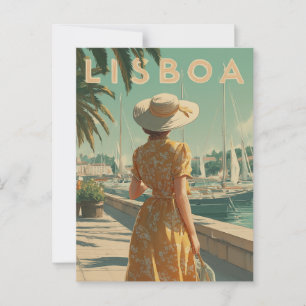 Lissabon vintage resor vykort
