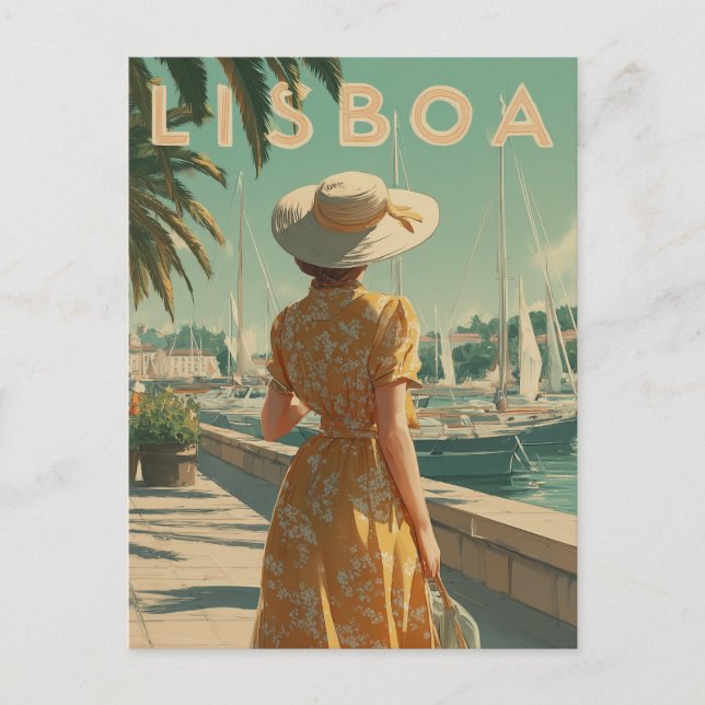 Lissabon vintage resor vykort (Framsida)