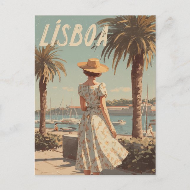 Lissabon-vintagen 50-talet vykort (Framsida)