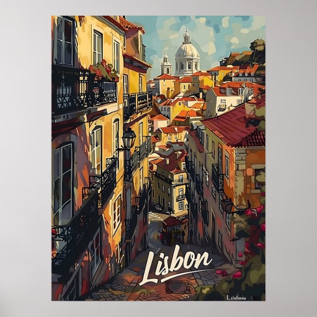 Lissabon-Vintagen Poster (Framsidan)