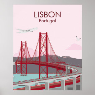 Lissabonbron i vintage stil poster