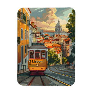 Lissabonramlinjer: Navigera i stadens Skyline Magnet