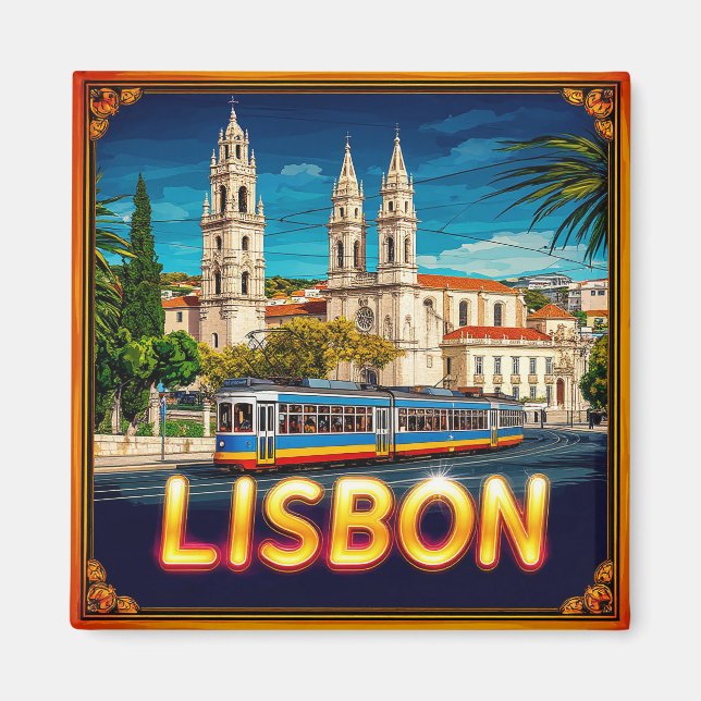 🧲 Lissabons historiska distrikt Resminne Magnet (Framsidan)