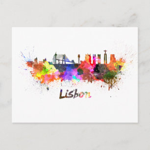 Lissabonskylten i vattenfärg vykort