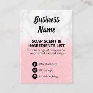 Lista över färgade och Rosa Glitter- och tvålst Visitkort