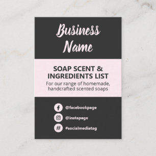 Lista över kolsyrehaltiga ingredienser i soap Sc Visitkort