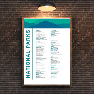 Lista över nationalparker i USA Poster