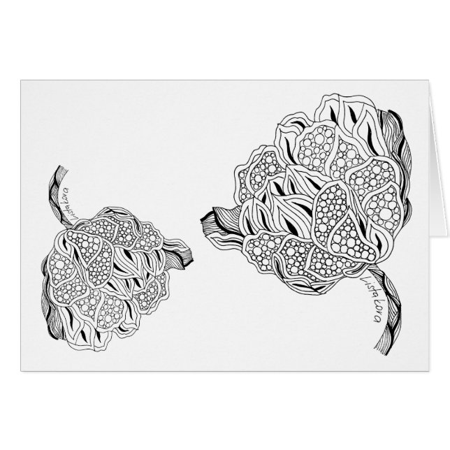 Listakora blommakort med kuvertet hälsningskort (Framsidan Horizontal)