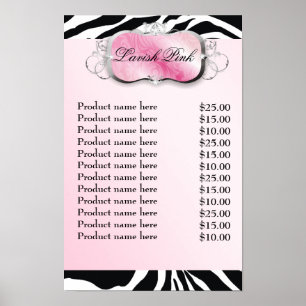 listar det rosa sebrapriset för uppläggningsfat poster