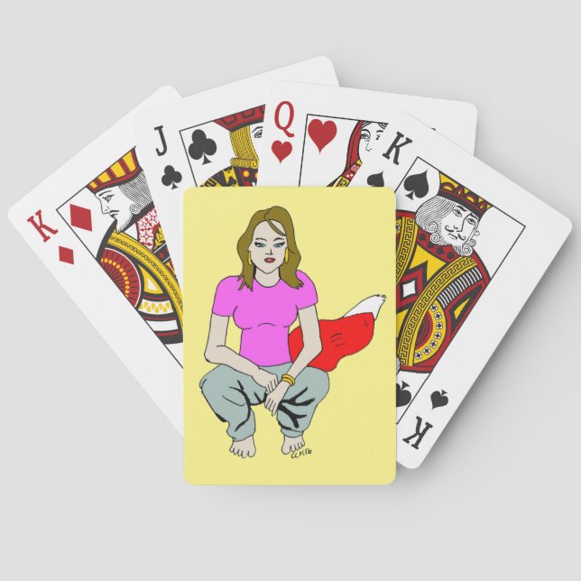 listig flicka  casinokort (Baksidan)