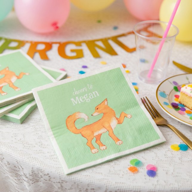 Listig Grön Mintfärgad Personlig Födelsedagspapper Pappersservett (Skapare uppladdad)