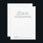 Listkort för klassad Chic med minimalistkort för B Vykort<br><div class="desc">De här korten för minsta möjliga chic i bröllop är perfekten för en girig bröllopsmottagning eller möhippa. Den enkla och elegant designen har skript av typen klassisk och finare i svartvitt. Ändra ordalydelsen till kostym vid alla livshändelser. Bucketlistskylten säljs separat.</div>